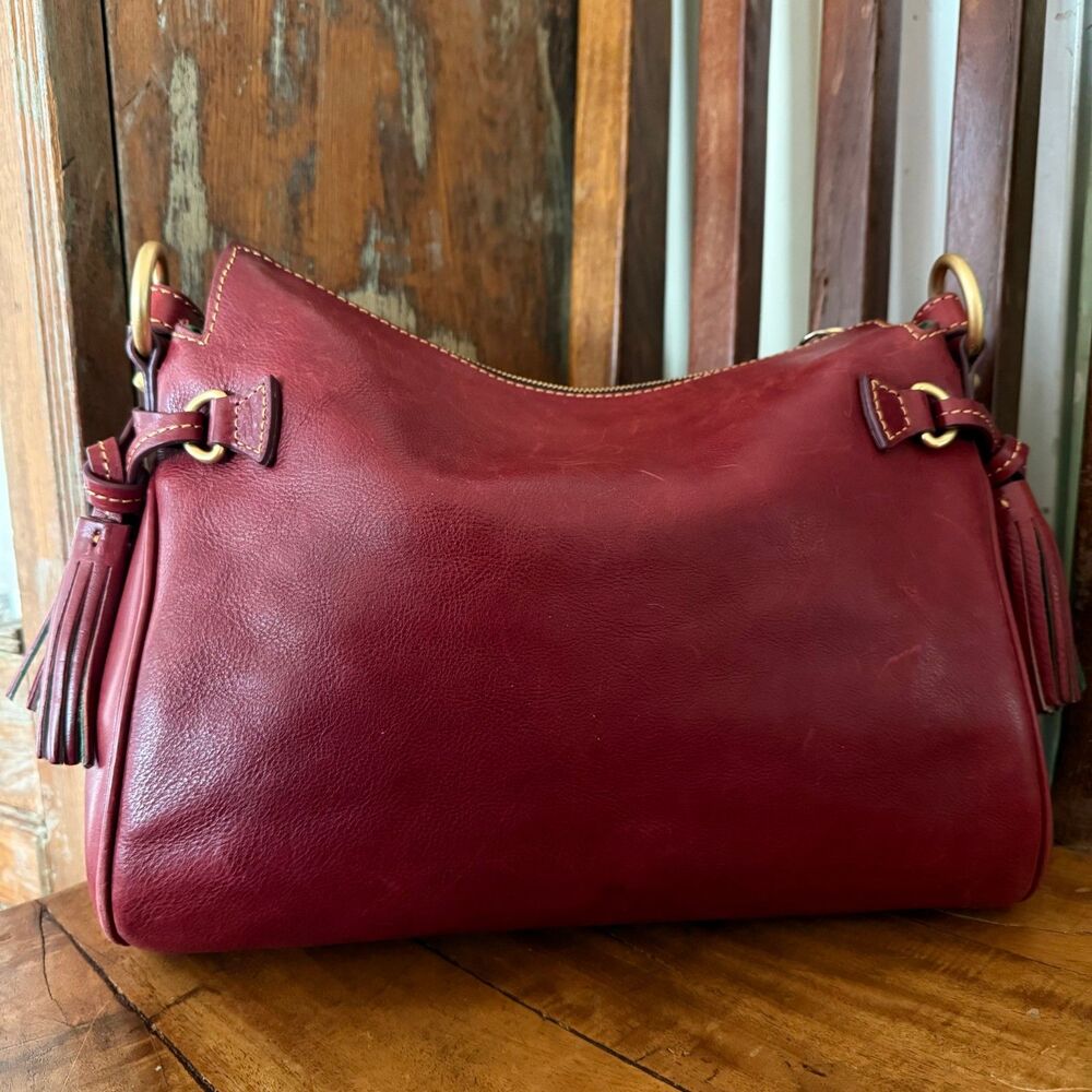 Dooney & Bourke Florentine Leather Zip Hobo Bordeaux  Medium Shoulder Bag - Picture 3 of 14